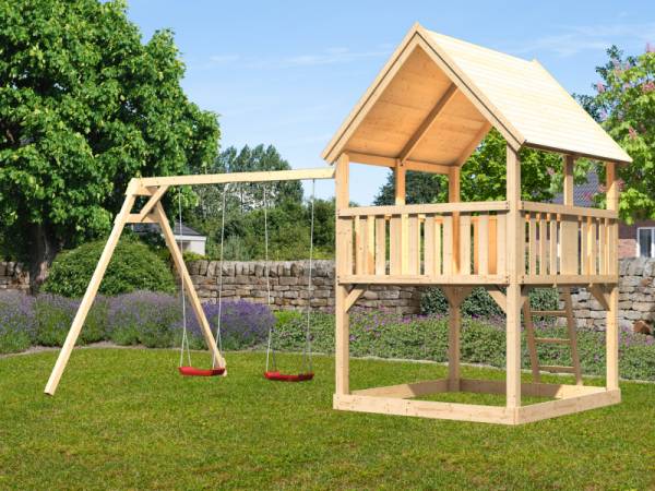 Karibu Spielturm Luis Satteldach + Doppelschaukel