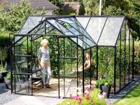 Vitavia Gewächshaus Sirius Orangerie ESG 3 mm schwarz, inkl. Fundamentrahmen