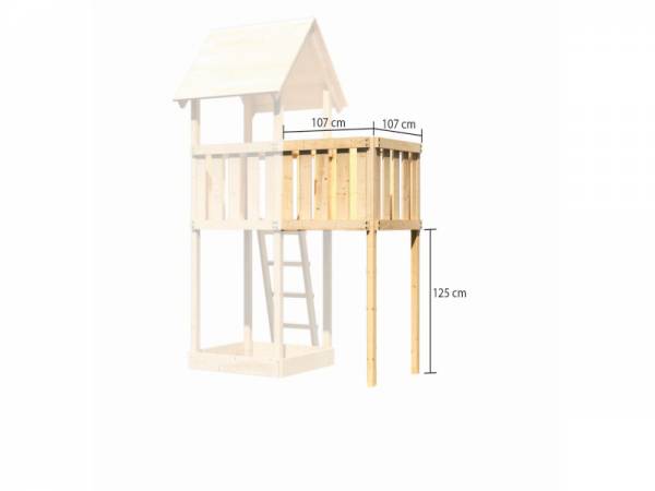 Akubi Spielturm Lotti Satteldach + Rutsche blau + Doppelschaukel Klettergerüst + Anbauplattform + Kl