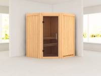 Karibu Sauna Taurin ohne Ofen, ohne Dachkranz, mit Saunatür modern
