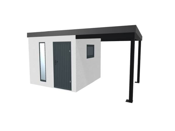 Urban One Gerätehaus Basic Typ 7, 450x256 cm, inkl. Überdachung rechts