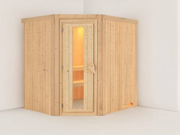 Lilja - Karibu Sauna Plug & Play ohne Ofen - ohne Dachkranz - Energiespartür