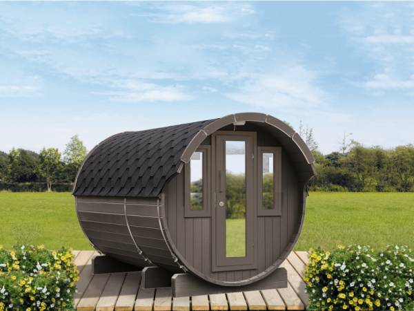 Wolff Finnhaus Saunafass 330 2 Räume DS schwarz, Hellgrau