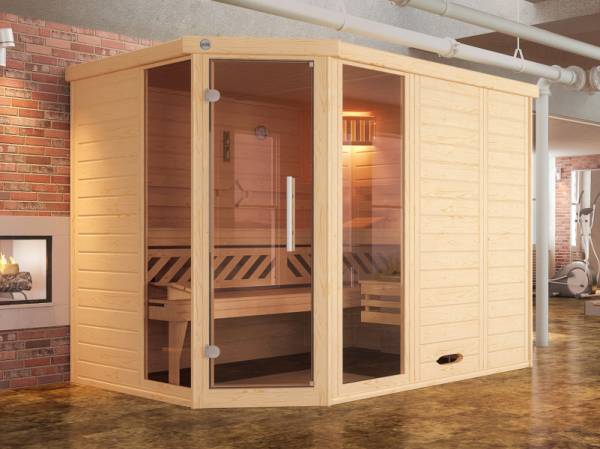 Weka Design-Sauna Kemi Eck 2 GTF, inkl. 9 kW Bioofen digitale Steuerung (BioS)