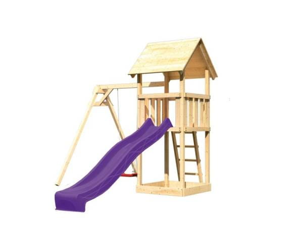 Akubi Spielturm Lotti mit Einzelschaukel und Rutsche violett