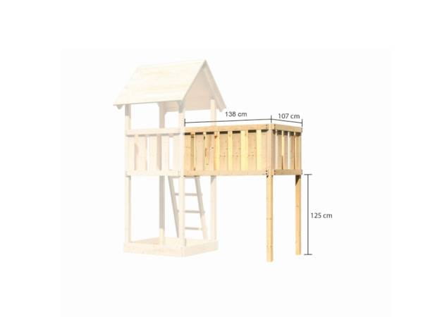Akubi Spielturm Anna + Rutsche violett + Doppelschaukelanbau Klettergerüst + Anbauplattform XL + Sch