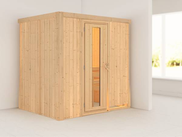 Fanja - Karibu Sauna Plug & Play ohne Ofen - ohne Dachkranz - Energiespartür