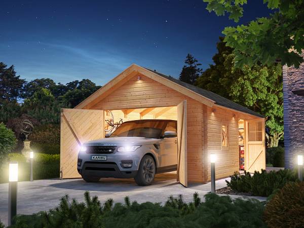 Karibu Blockbohlengarage 40 mm natur