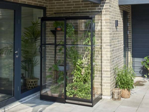 Halls Gewächshaus Qube Lean-to 24 Schwarz Sicherheitsglas