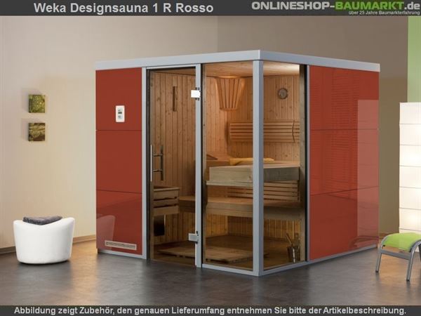Weka Wellnissage Premium Designsauna 1R Rosso ohne Ofen inkl. Montage Weka Wellnissage Premium Designsauna 1R Rosso ohne Ofen inkl. Montage