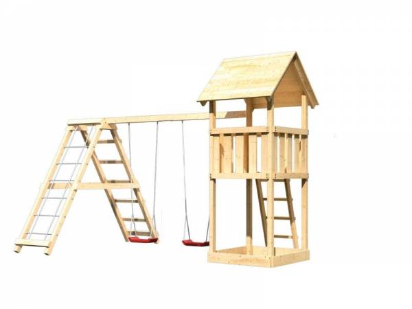Akubi Spielturm Lotti mit Doppelschaukel inkl. Klettergerüst