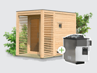 Osb smart choice Saunahaus Patio 1, 38 mm naturbelassen -inkl. 9 kW Bioofen ext. Steuerung- inkl. Dacheindeckung und Fußboden