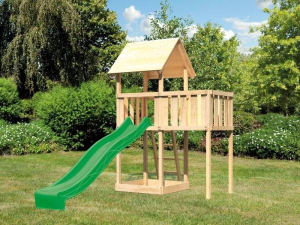 Akubi Spielturm Lotti natur mit Anbauplattform und Rutsche grün Akubi Spielturm Lotti natur mit Anbauplattform und Rutsche grün
