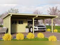 Karibu Doppelcarport ECO mit integriertem Abstellraum 2 und Wände
