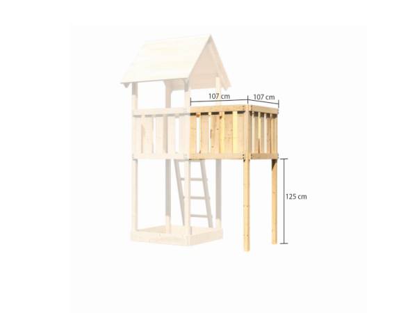 Akubi Spielturm Danny Satteldach + Rutsche blau + Einzelschaukel + Anbauplattform + Kletterwand