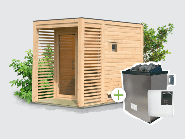 Osb smart choice Saunahaus Patio 1, 38 mm naturbelassen -inkl. 9 kW Ofen ext. Steuerung- inkl. Dacheindeckung und Fußboden Osb smart choice Saunahaus Patio 1, 38 mm naturbelassen -inkl. 9 kW Ofen ext. Steuerung- inkl. Dacheindeckung und Fußboden