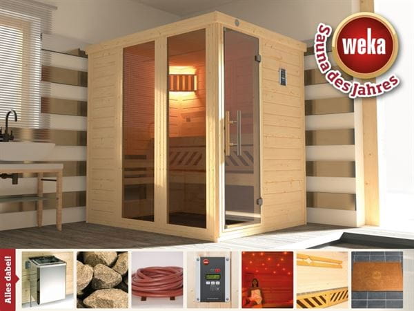 Weka Sauna Kemi Panorama 1 mit 7,5 kW Bioofen inkl. Farbvisionen Set A Weka Sauna Kemi Panorama 1 mit 7,5 kW Bioofen inkl. Farbvisionen Set A