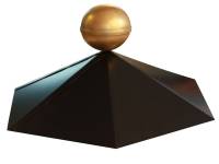 Karibu Pavillonhaube 6-Eck schwarz mit Messingkugel
