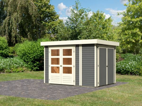 Karibu Gartenhaus Retola 2 terragrau 19 mm, inkl. Anbauschrank Karibu Gartenhaus Retola 2 terragrau 19 mm, inkl. Anbauschrank