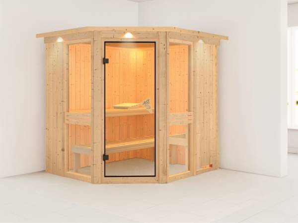 Amelia 1 - Karibu Sauna ohne Ofen - mit Dachkranz -