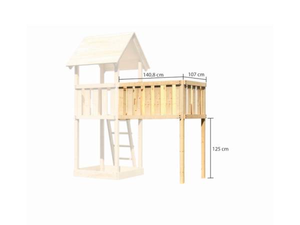 Akubi Spielturm Danny Satteldach + Einzelschaukel + Anbauplattform XL + Netzrampe