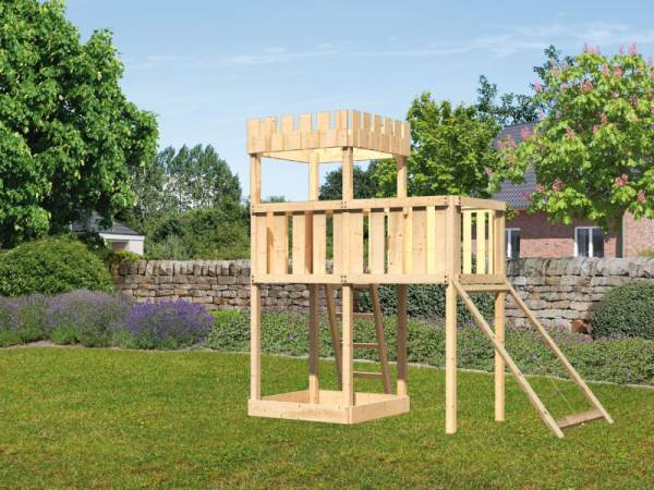 Karibu Ritterburg Löwenherz + Anbauplattform + Netzrampe Karibu Ritterburg Löwenherz + Anbauplattform + Netzrampe