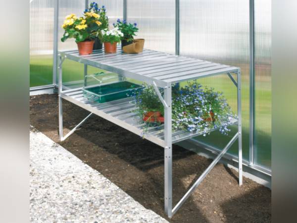 Vitavia Aluminium-Tisch 2 Ebenen blank eloxiert