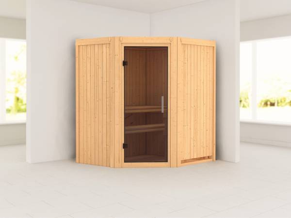 Karibu Sauna Taurin ohne Ofen, ohne Dachkranz, mit Saunatür modern Karibu Sauna Taurin ohne Ofen, ohne Dachkranz, mit Saunatür modern
