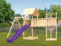 Akubi Spielturm Lotti Satteldach + Schiffsanbau oben + Einzelschaukel + Anbauplattform XL + Rutsche