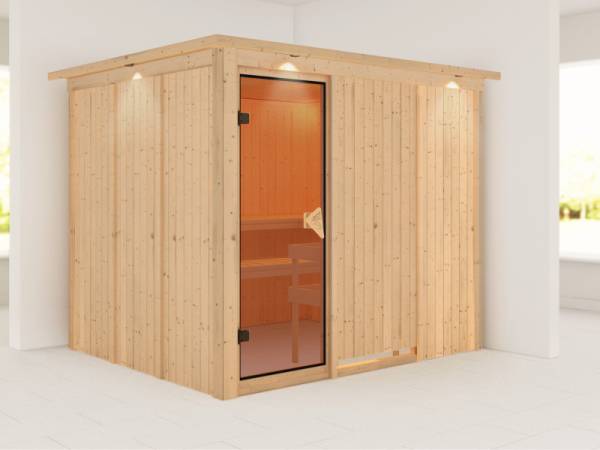 Gobin - Karibu Sauna ohne Ofen - mit Dachkranz - Gobin - Karibu Sauna ohne Ofen - mit Dachkranz -