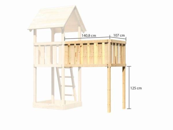Akubi Spielturm Lotti natur mit Anbauplattform XL, Einzelschaukel und Rutsche grün
