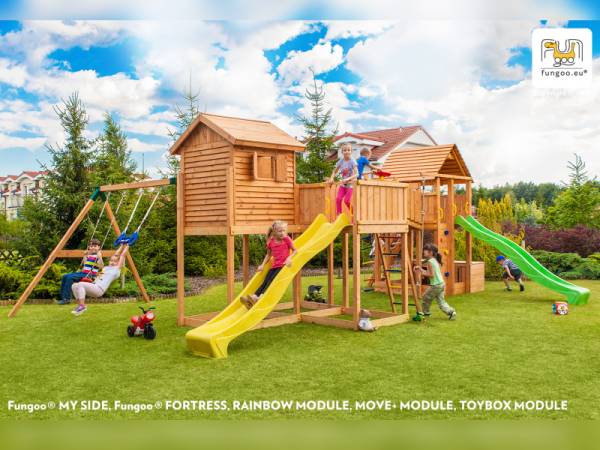 FUNGOO MAXI SET  PLAY BOX (My_SIDE FORTRESS Toybox Rainbow Move+) / NADELHOLZ teak impr.