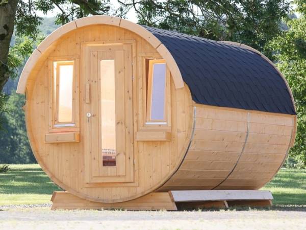Wolff Finnhaus Campingfass 393, 2-Raum Bausatz mit schwarzen Dachschindeln