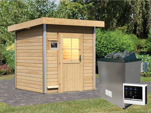 Karibu Saunahaus Torge inkl. 9 kW Ofen ext. Steuerung, mit klassischer Tür
