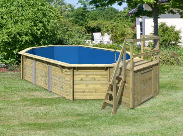 Karibu Pool Modell 4 Variante B, mit Terrasse, inkl. Filterpaket und Skimmer