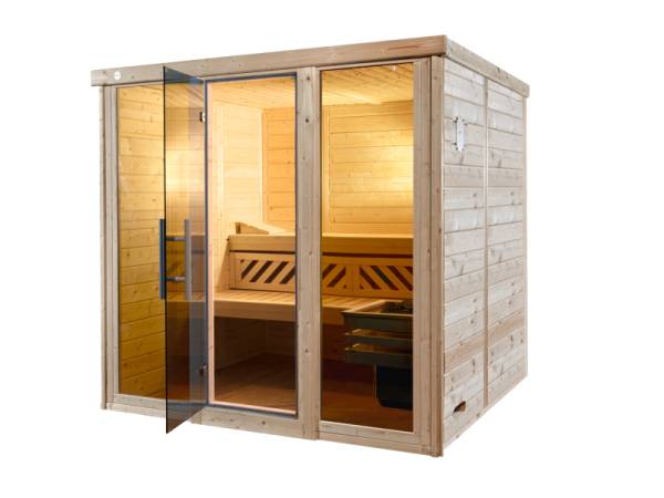 Weka Design-Sauna KEMI PANORAMA 3 inkl. 7,5 kW BioS-Ofenset