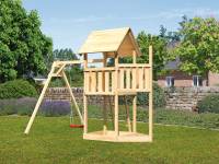 Akubi Spielturm Lotti Satteldach + Schiffsanbau oben + Einzelschaukel