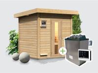 Osb smart choice Saunahaus Hella 2 38 mm - inkl. 9 kW Ofen ext. Steuerung - mit Dacheindeckung und Fußboden