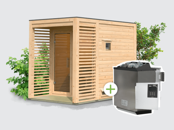 Osb smart choice Saunahaus Patio 1, 38 mm naturbelassen -inkl. 9 kW Bioofen ext. Steuerung- inkl. Dacheindeckung und Fußboden Osb smart choice Saunahaus Patio 1, 38 mm naturbelassen -inkl. 9 kW Bioofen ext. Steuerung- inkl. Dacheindeckung und Fußboden