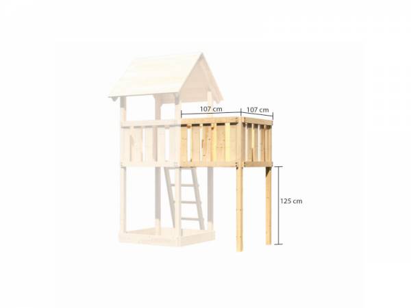 Akubi Spielturm Danny Satteldach + Rutsche rot + Doppelschaukelanbau Klettergerüst + Anbauplattform