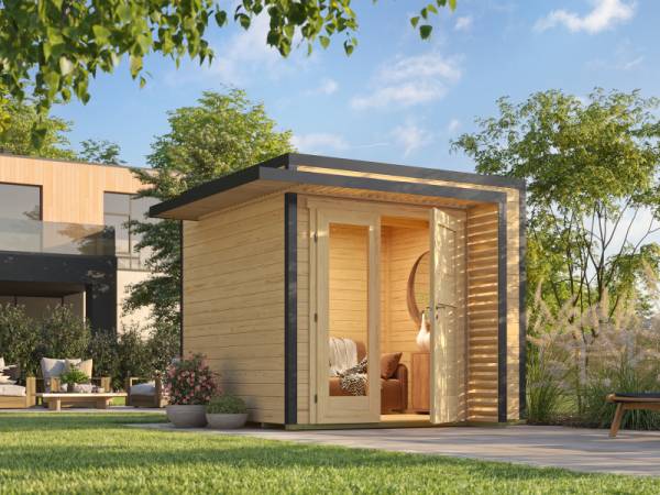 Weka Design-Gartenhaus Pure Garden Amberley 1,5, 28 mm, 250x250 cm, Naturbelassen, Design-Doppeltür