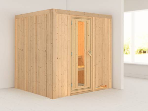 Daria - Karibu Sauna Plug & Play ohne Ofen - ohne Dachkranz - Energiespartür