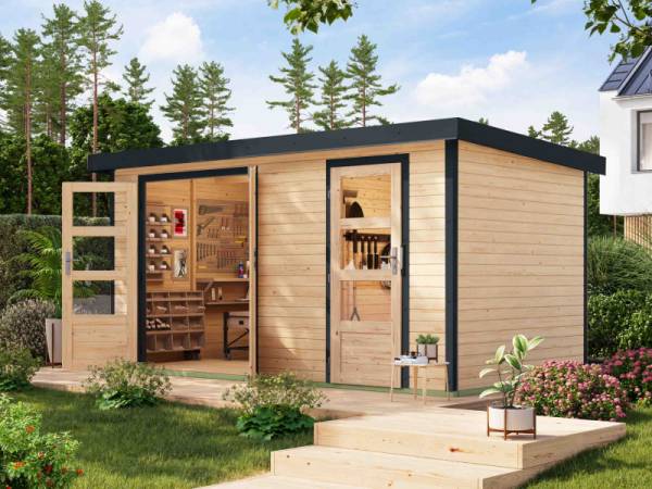 Karibu Hybrid Gartenhaus Merkur 1 A naturbelassen/anthrazit Karibu Hybrid Gartenhaus Merkur 1 A naturbelassen/anthrazit