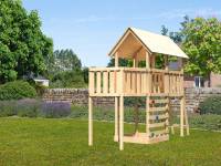 Akubi Spielturm Danny Satteldach + Anbauplattform + Kletterwand