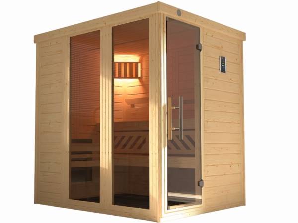 Weka Design-Sauna KEMI PANORAMA 1 inkl. 7,5 kW BioS-Ofenset