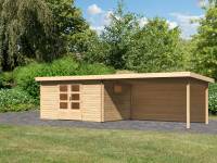Karibu Gartenhaus Trittau 5 inkl. Anbaudach 4,4 m mit Rückwand