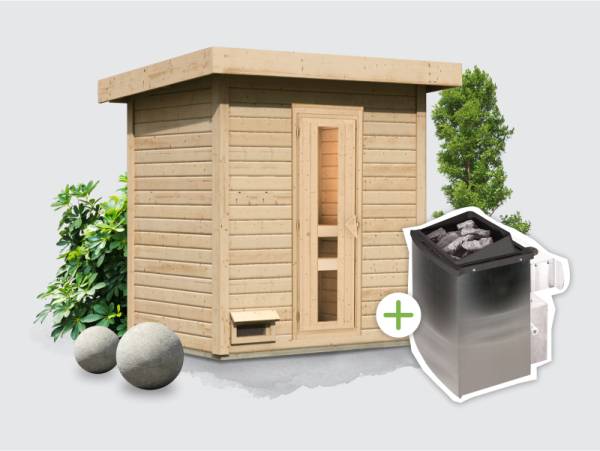 Osb smart choice Saunahaus Hella 1  38 - inkl. 9 kW Ofen integr. Steuerung - inkl. Dacheindeckung und Fußboden