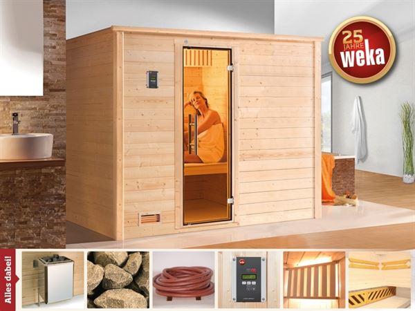 Weka Massivholzsauna Bergen 3 GT Family Sparset 1- 7,5 kW Ofen Weka Massivholzsauna Bergen 3 GT Family Sparset 1- 7,5 kW Ofen