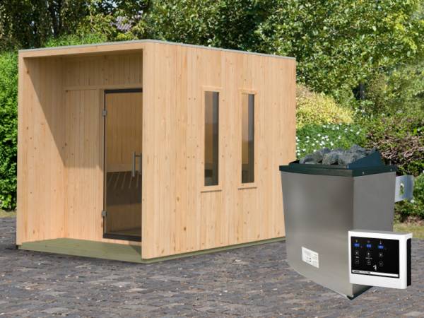 Karibu Saunahaus Laguna natur,73 mm -inkl. 9 kW Ofen ext. Steuerung Karibu Saunahaus Laguna natur,73 mm -inkl. 9 kW Ofen ext. Steuerung
