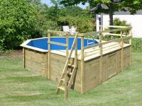 Karibu Pool Modell 2 Variante D, mit Terrasse im Set inkl. Filteranlage und Skimmer